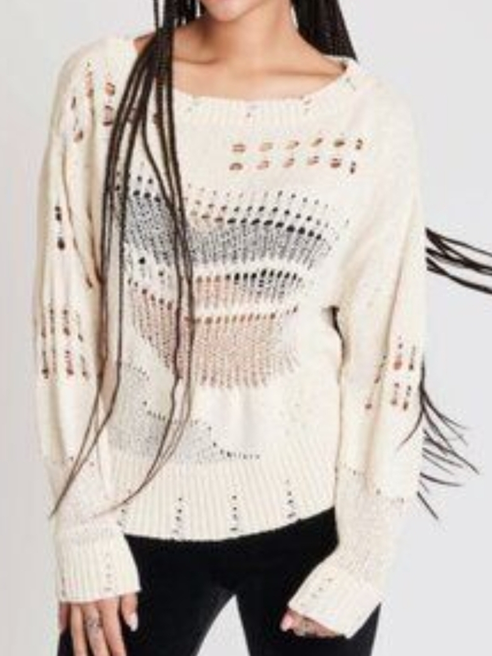 Midnight Hour Open-Knit Fisherman Sweater